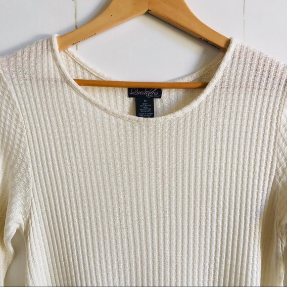 Questions Ivory Ribbed Lace Decor Top - Picture 2 of 6